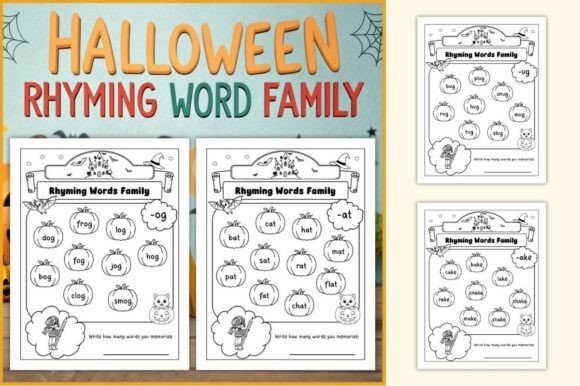 Halloween Rhyming Word Family Worksheets