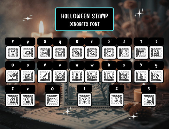 Halloween Stamp Font PNG with transparent background - Preview 2