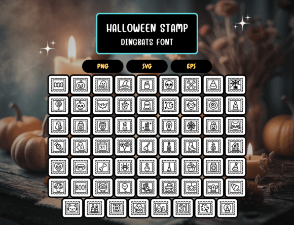 Halloween Stamp Font PNG with transparent background - Preview 4