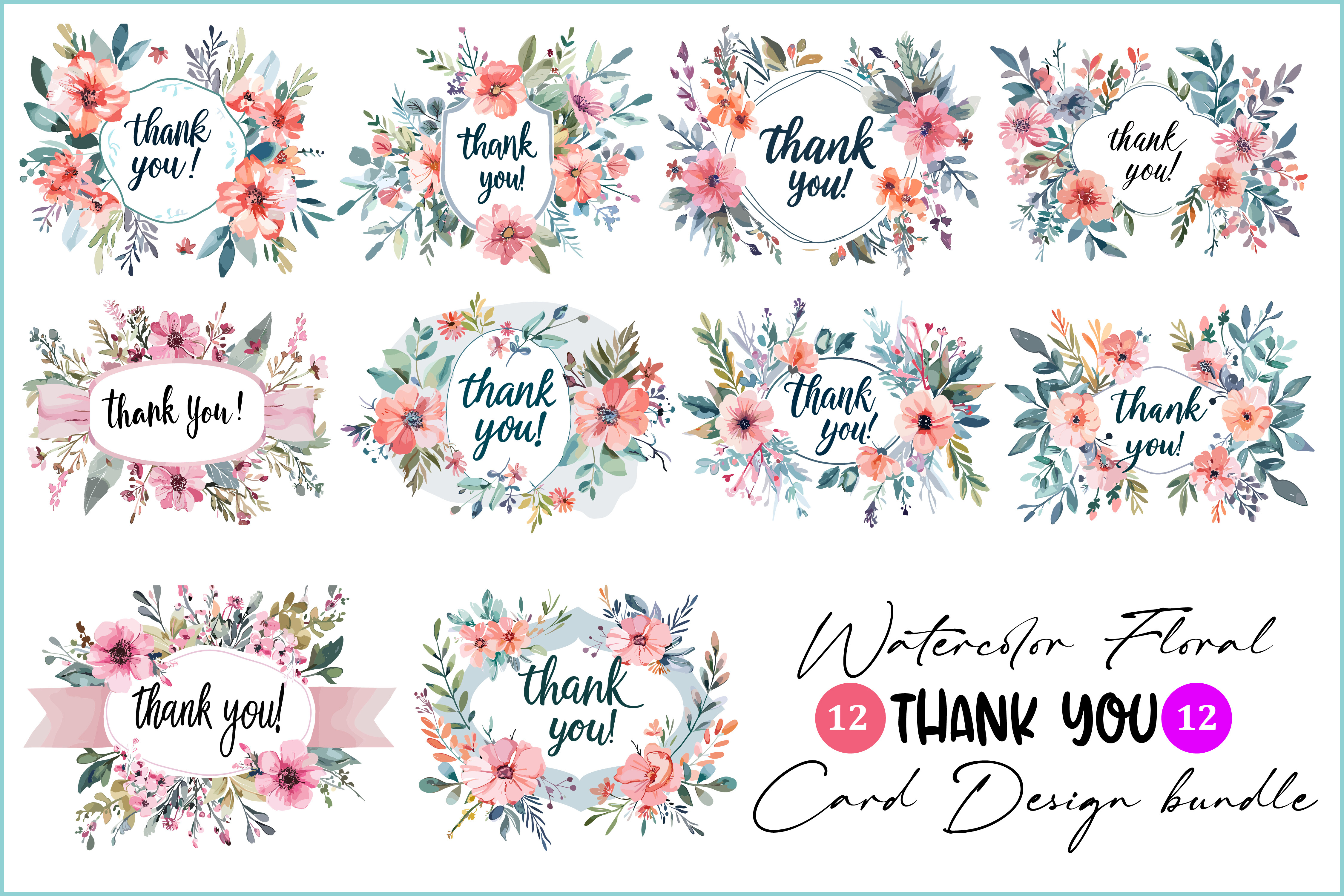Thank You Card Set - Watercolor
