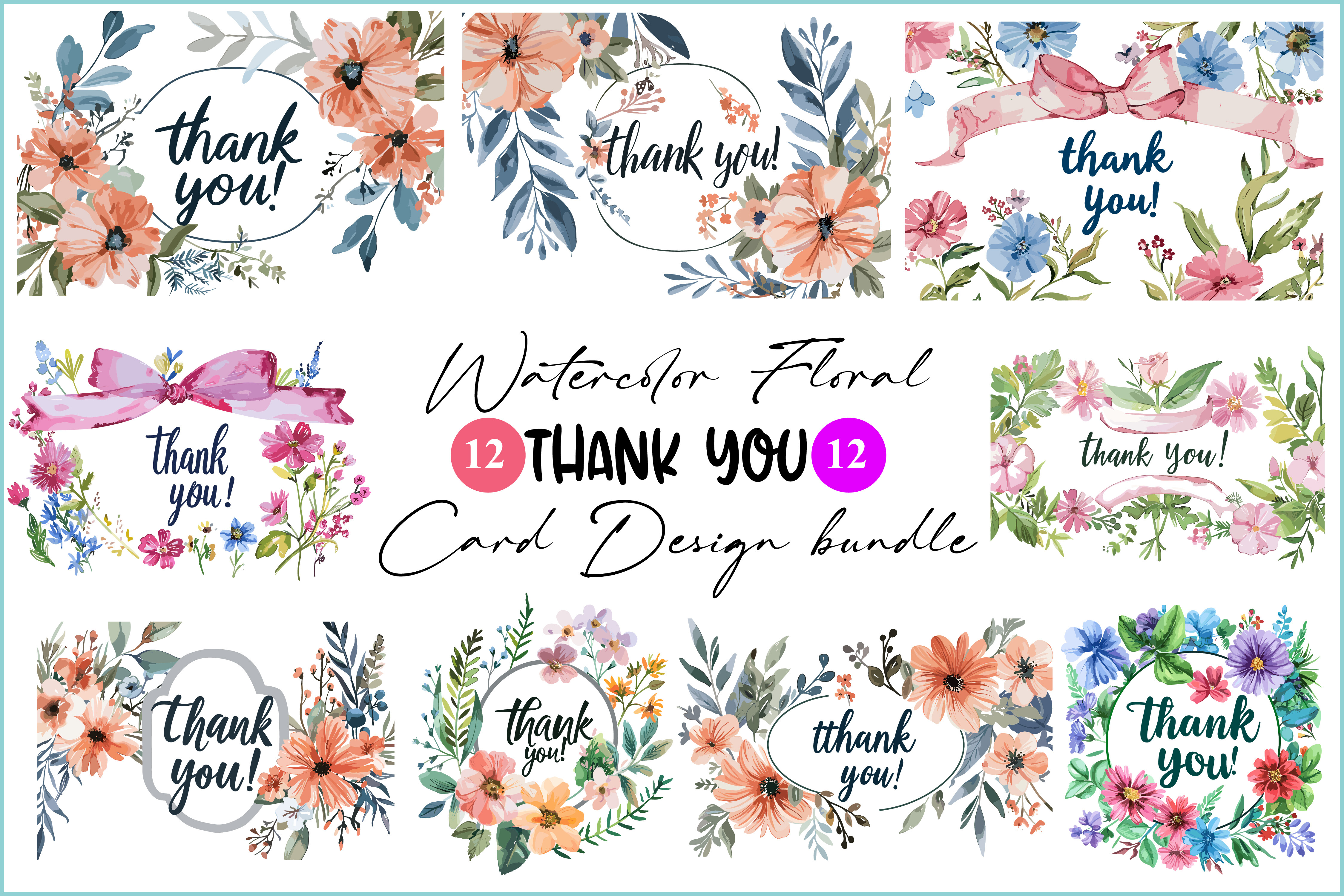 Thank You Card Set - Watercolor