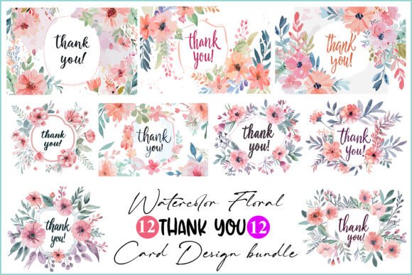 Thank You Card Set - Watercolor