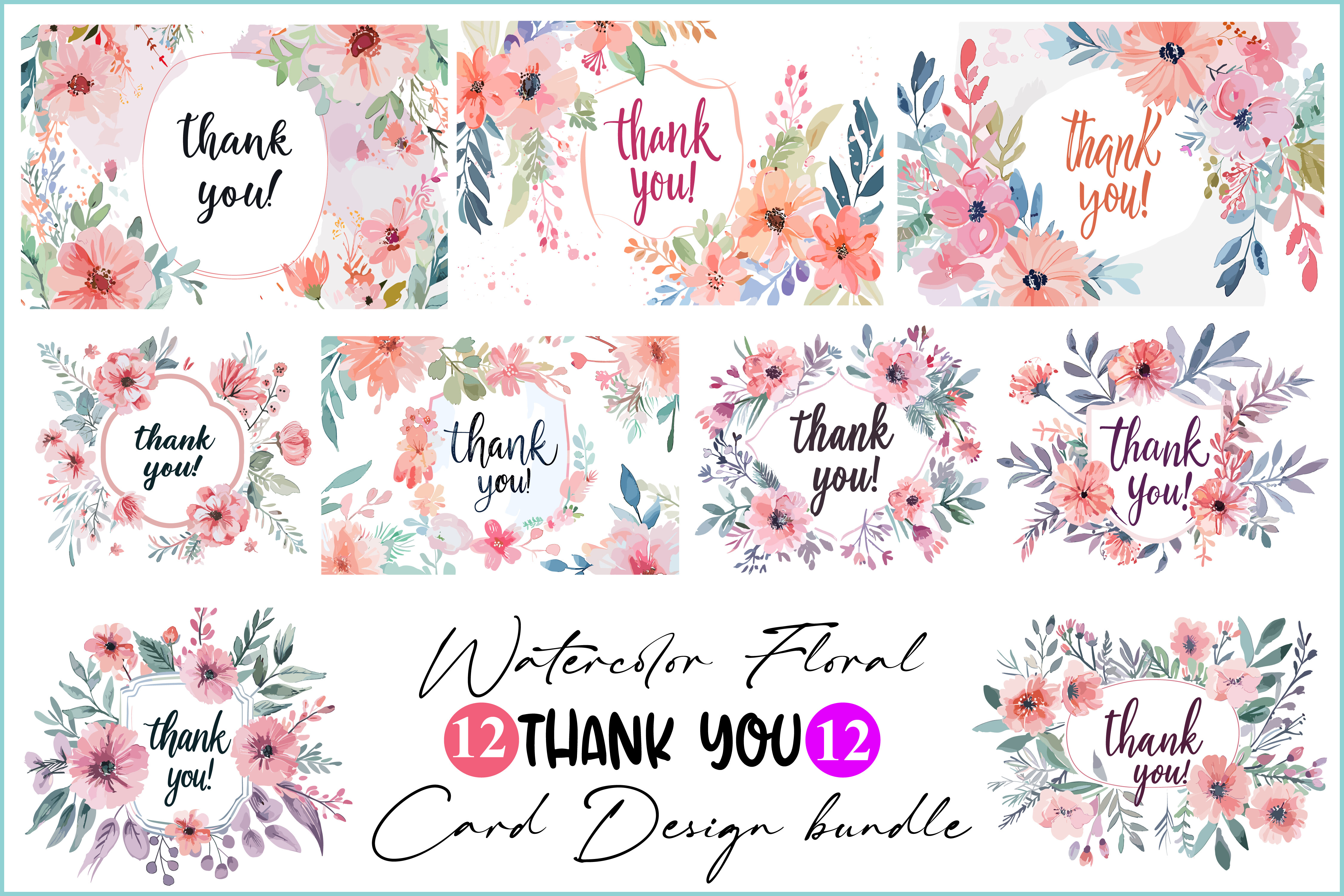 Thank You Card Set - Watercolor