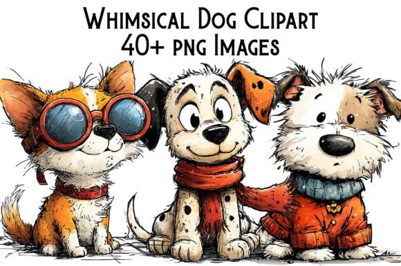 whimsical dog clipart svg original for cricut wall art boho dog mom decor