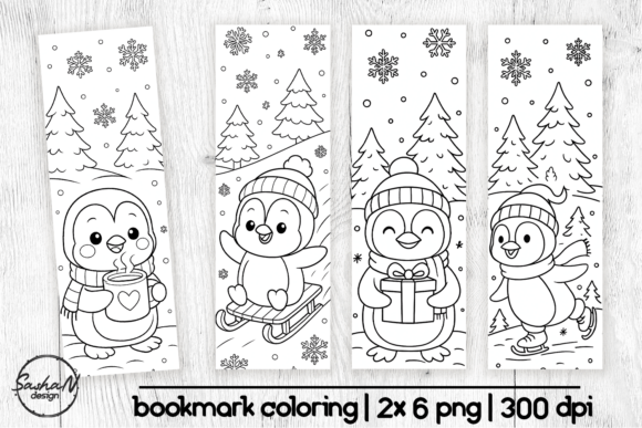 Winter Penguin Coloring Bookmark