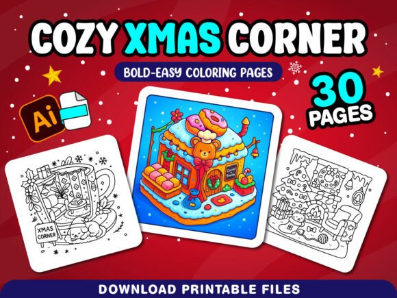 Xmas Corner Coloring Pages for Adults