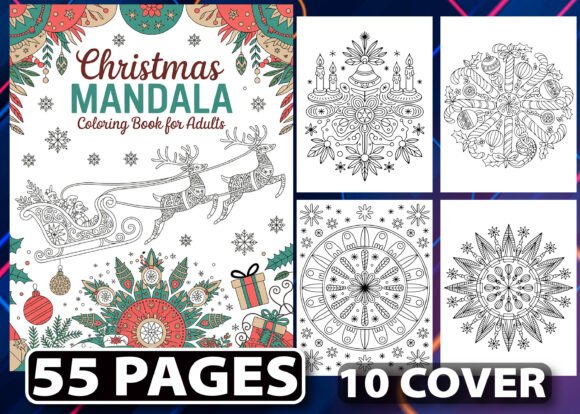 55 Christmas Mandala Coloring Pages KDP