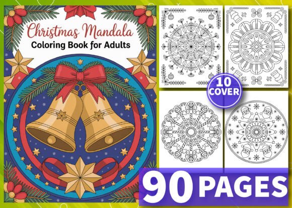 90 Christmas Mandala Coloring Pages KDP