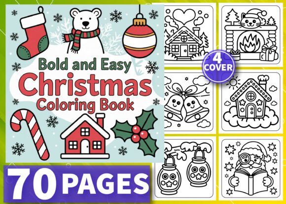 Bold & Easy Christmas Coloring Pages KDP