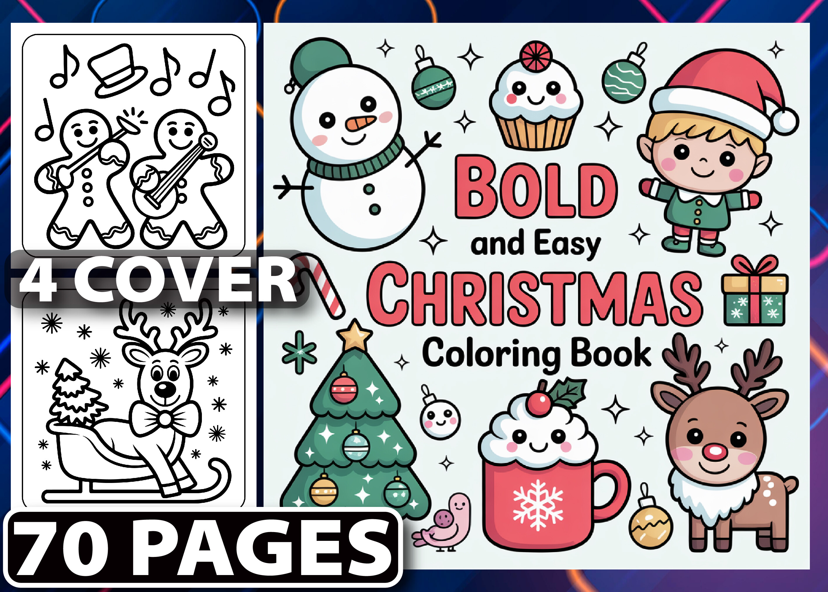 Bold & Easy Christmas Coloring Pages KDP