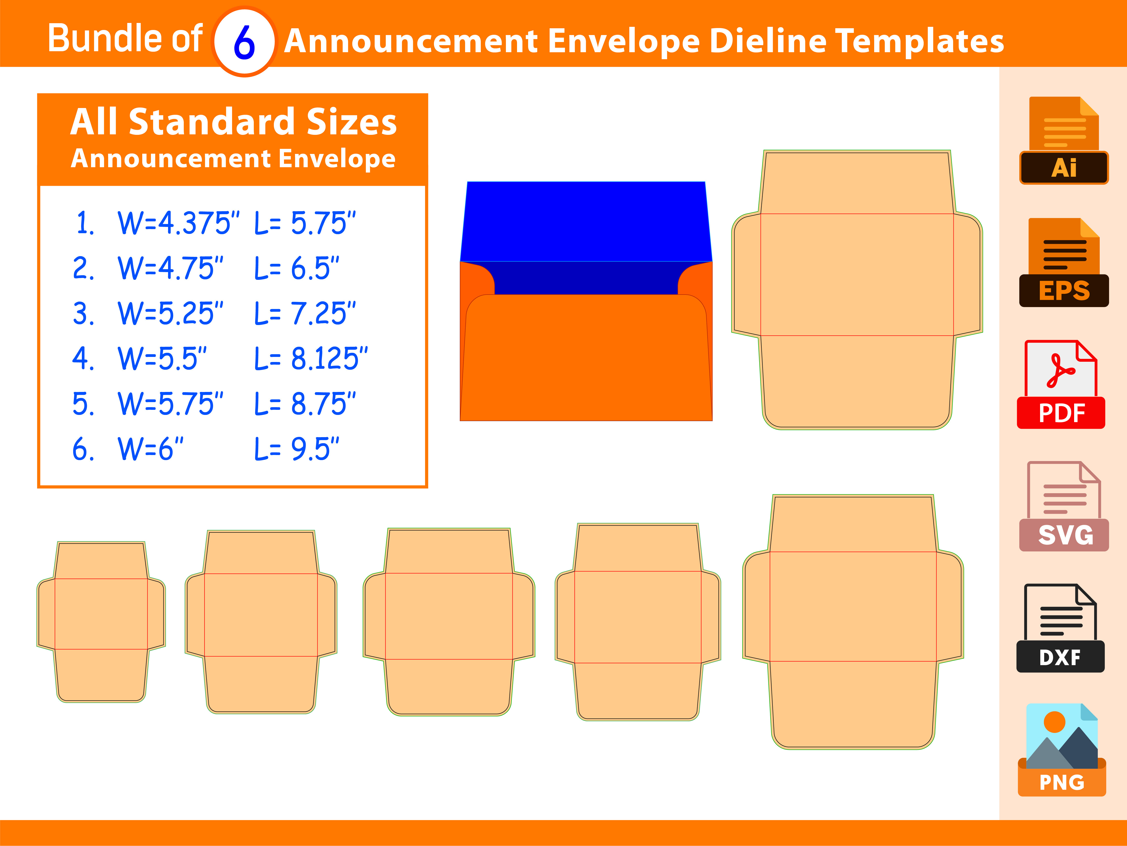Bundle of 6 Announcement Envelope