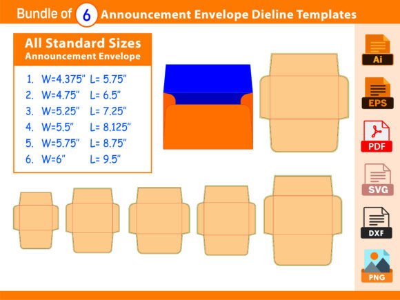 Bundle of 6 Announcement Envelope Graphic Crafts By DesignConcept