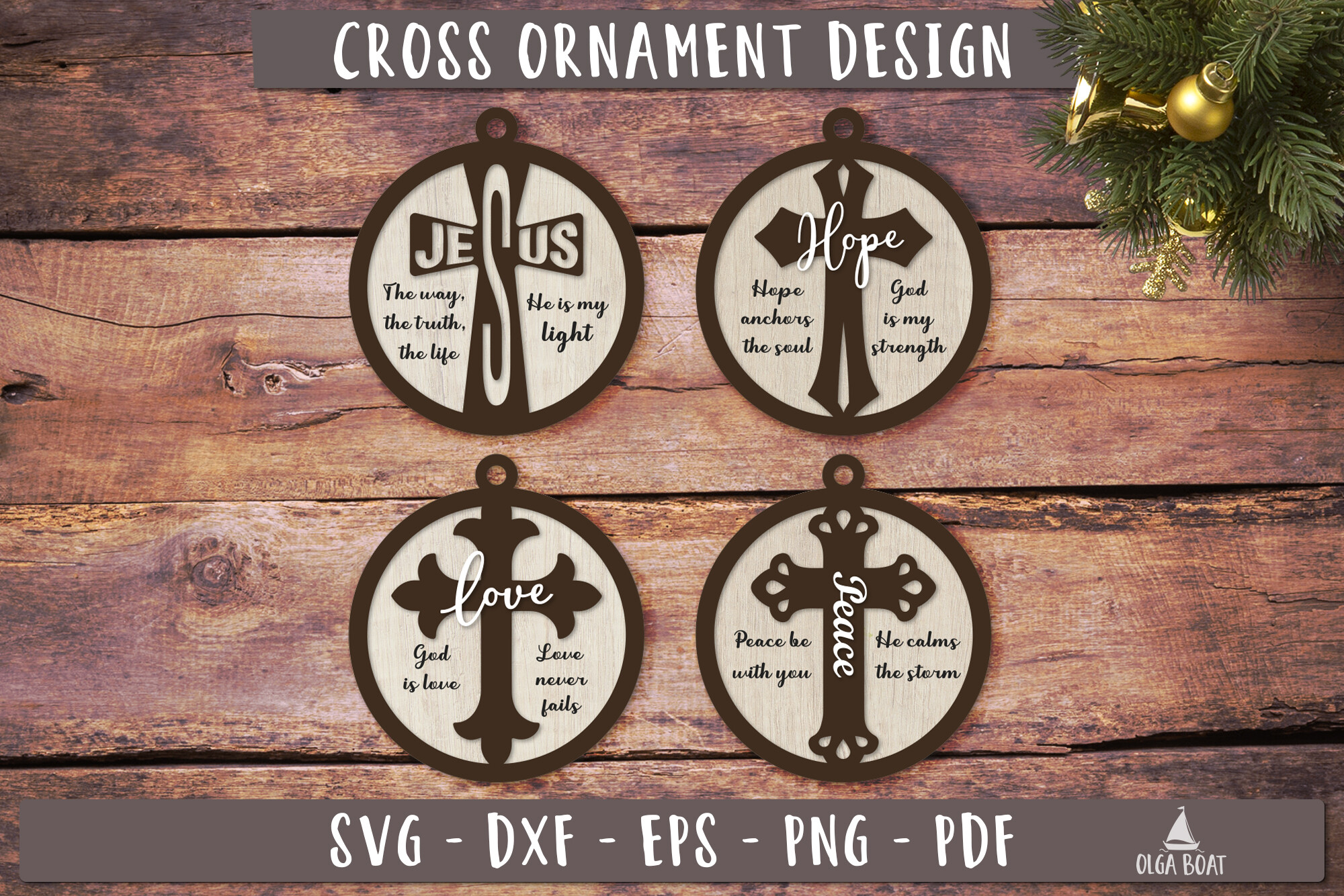 Christian Cross SVG Ornaments Christmas