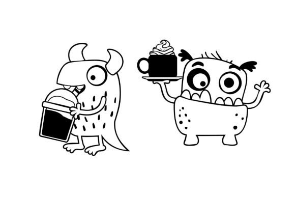 Coffee Monsters Dingbats Font PNG with transparent background - Preview 4