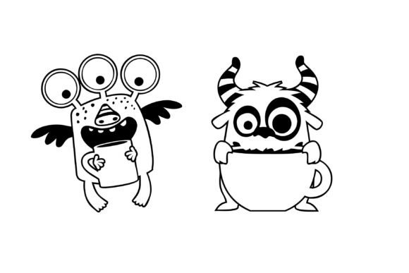 Coffee Monsters Dingbats Font PNG with transparent background - Preview 5
