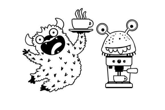 Coffee Monsters Dingbats Font PNG with transparent background - Preview 6