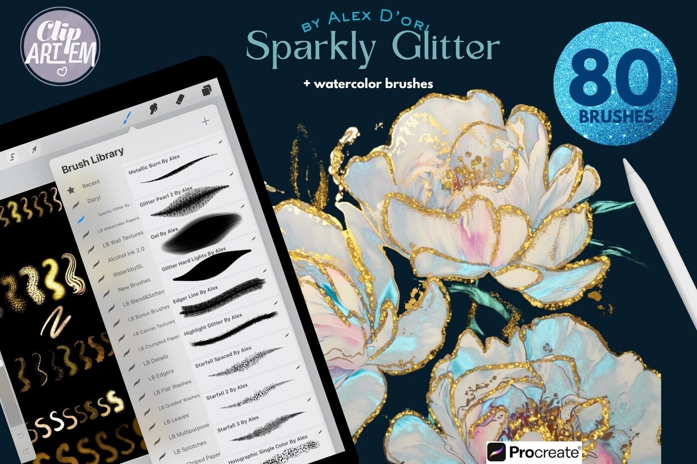Glitter Watercolor Procreate Brushes 80 - photo 1