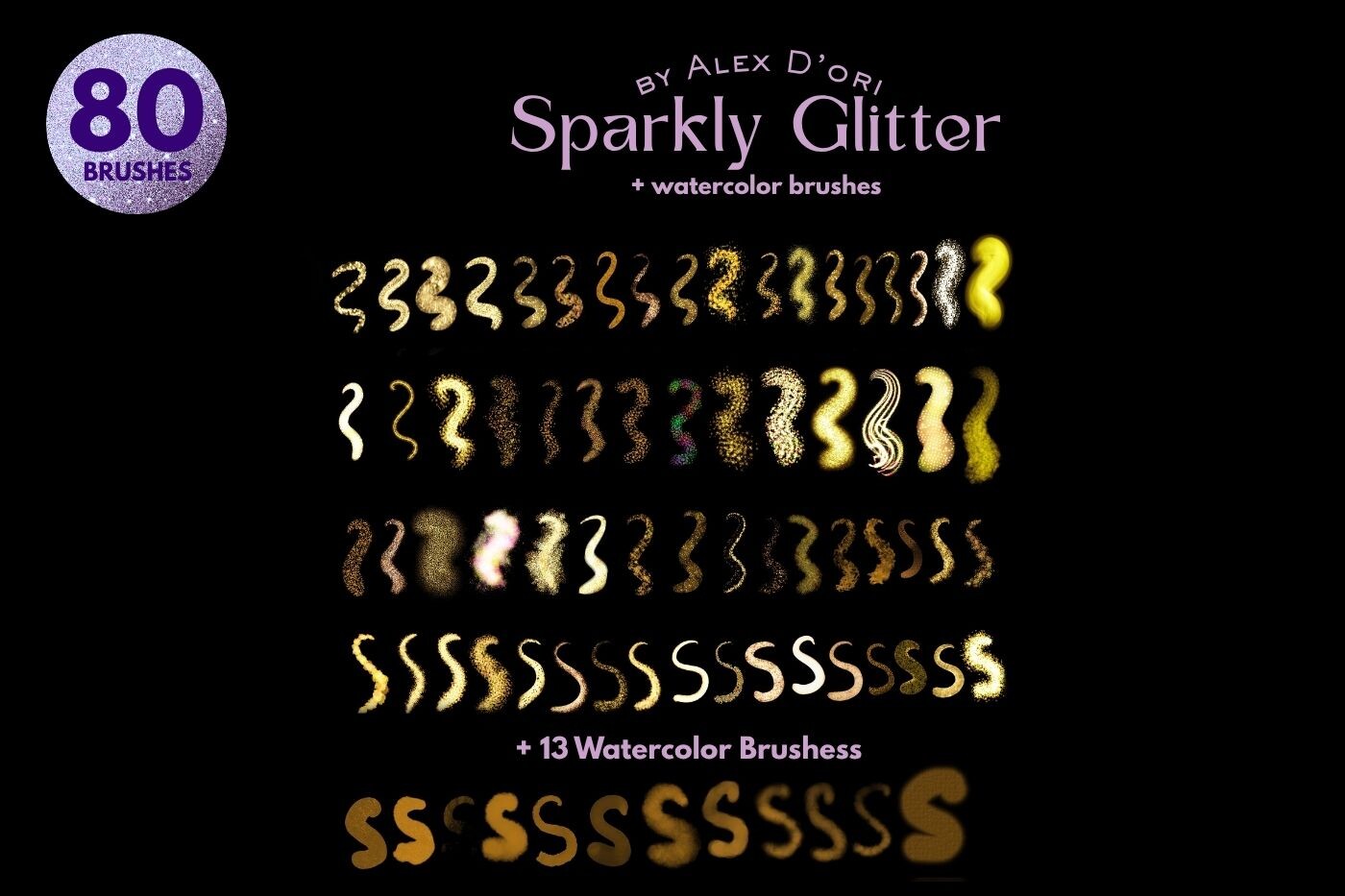 Glitter Watercolor Procreate Brushes 80 - photo 2