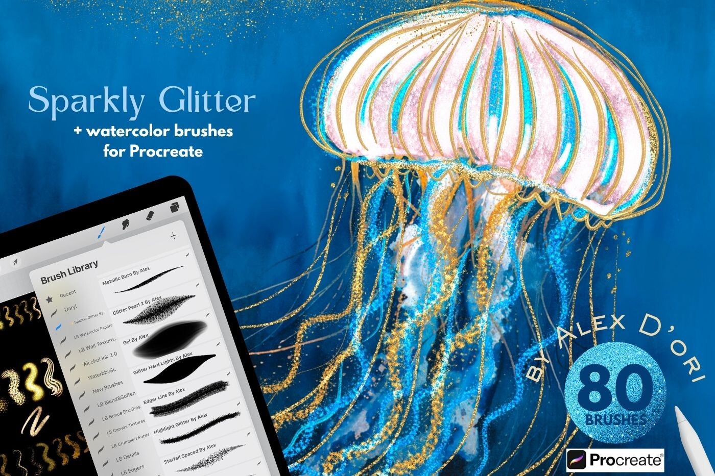 Glitter Watercolor Procreate Brushes 80 - photo 3