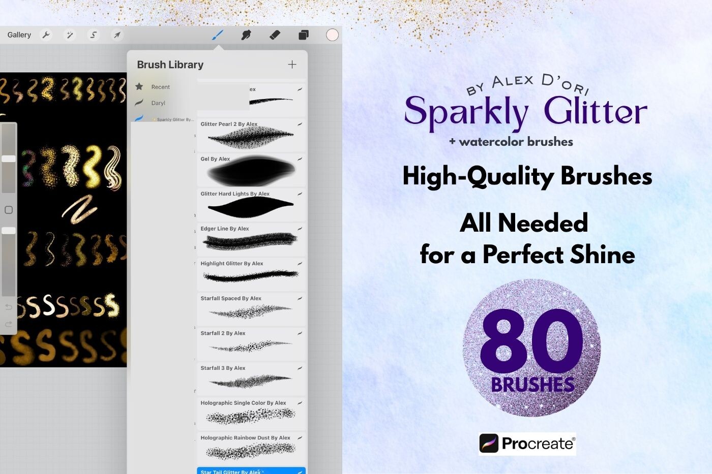 Glitter Watercolor Procreate Brushes 80 - photo 4