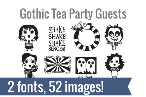 Gothic Tea Party Dingbats Font PNG with transparent background - Preview 1
