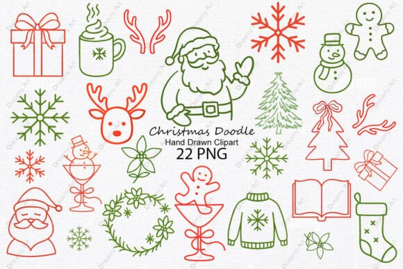 Hand Drawn Christmas Doodle Clipart