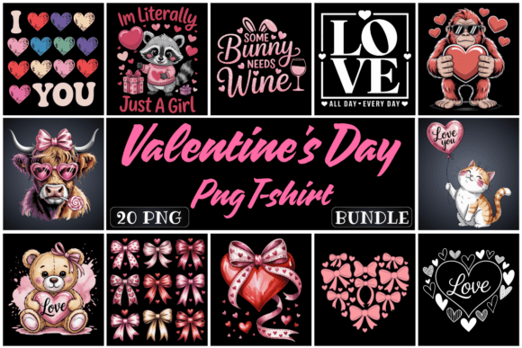 Preview of Happy Valentine’s Day PNG Bundle Valentine sublimation design