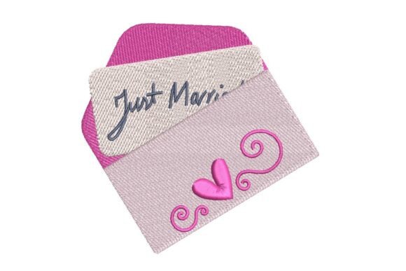 "Just Married" Wedding Announcement Envelope Embroidery Design
