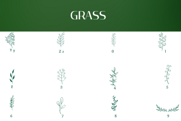 Leaf Line Art Font PNG with transparent background - Preview 3