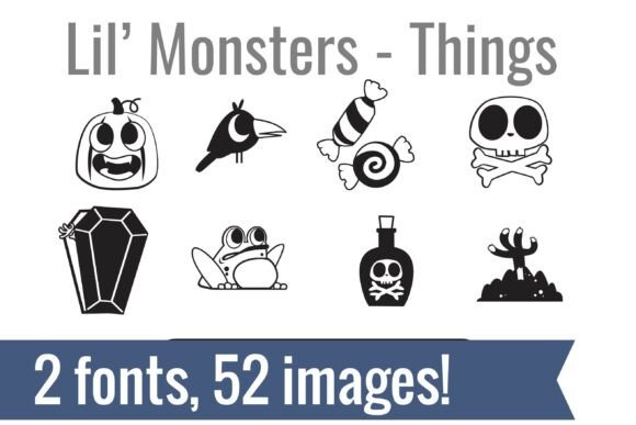 Lil' Monsters Dingbats Font PNG with transparent background - Preview 1
