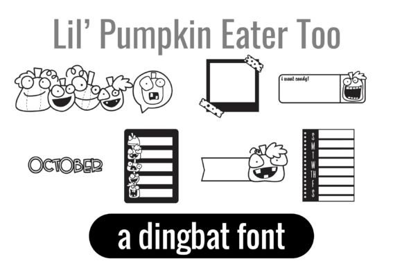 Lil' Pumpkin Eater Dingbats Font PNG with transparent background - Preview 1