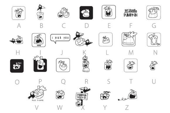 Lil' Pumpkin Eater Dingbats Font PNG with transparent background - Preview 2