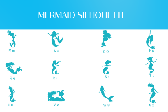 Mermaid Silhouette Font PNG with transparent background - Preview 1
