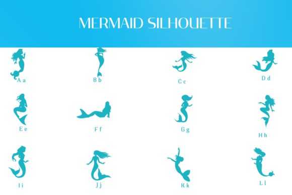 Mermaid Silhouette Font PNG with transparent background - Preview 2