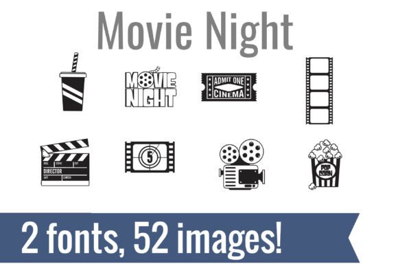 Movie Night Scary Dingbats Font PNG with transparent background - Preview 1