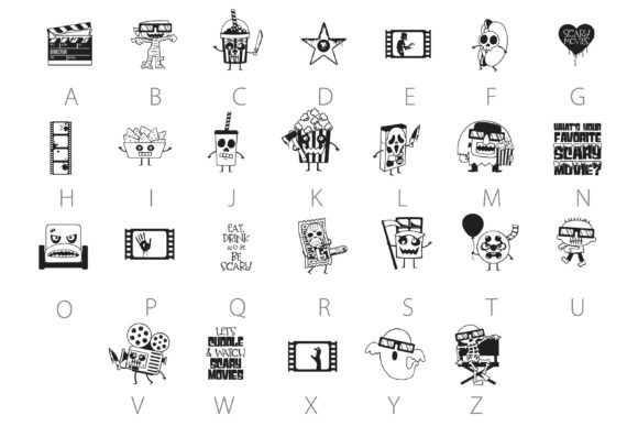 Movie Night Scary Dingbats Font PNG with transparent background - Preview 2
