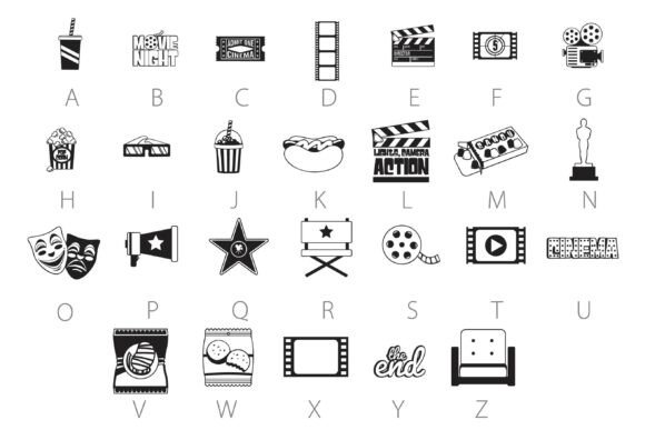 Movie Night Scary Dingbats Font PNG with transparent background - Preview 3