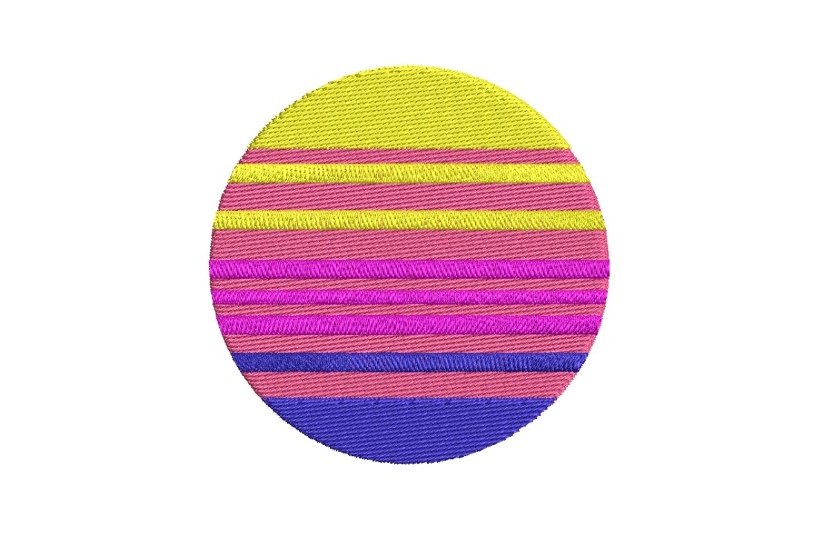 Retro 80s Striped Sunset Circle Embroidery Design