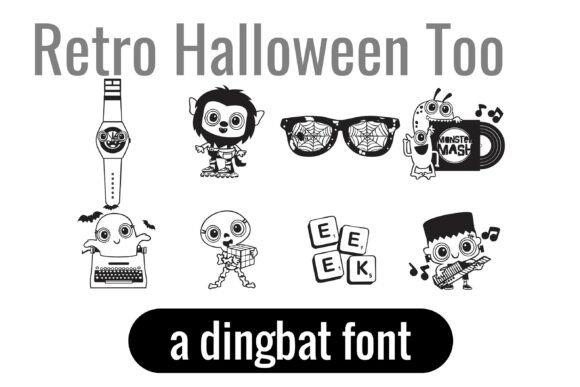 Retro Halloween Dingbats Font PNG with transparent background - Preview 1