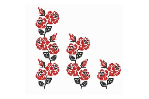 Rose Cross Stitch Border Embroidery