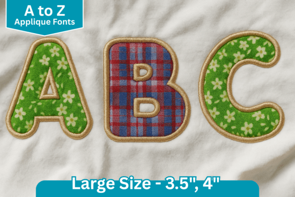 Rounded Applique Embroidery Font School & Education Embroidery Design By Sangitha GT