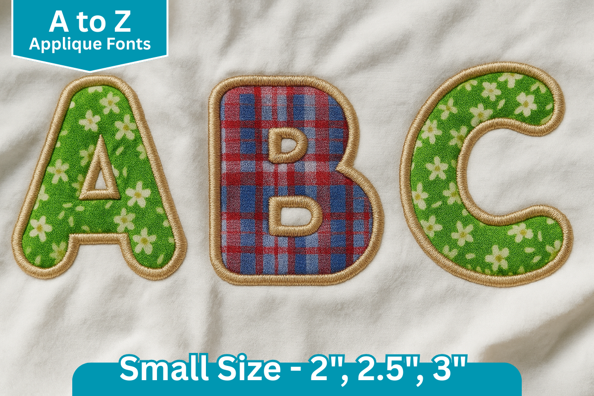 Rounded Applique Embroidery Font