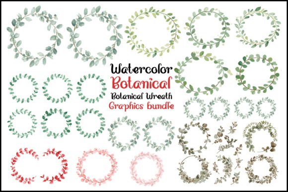 Watercolor Botanical Wreath Graphics