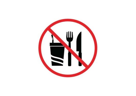 Warning Sign Icon, No Food or Eating