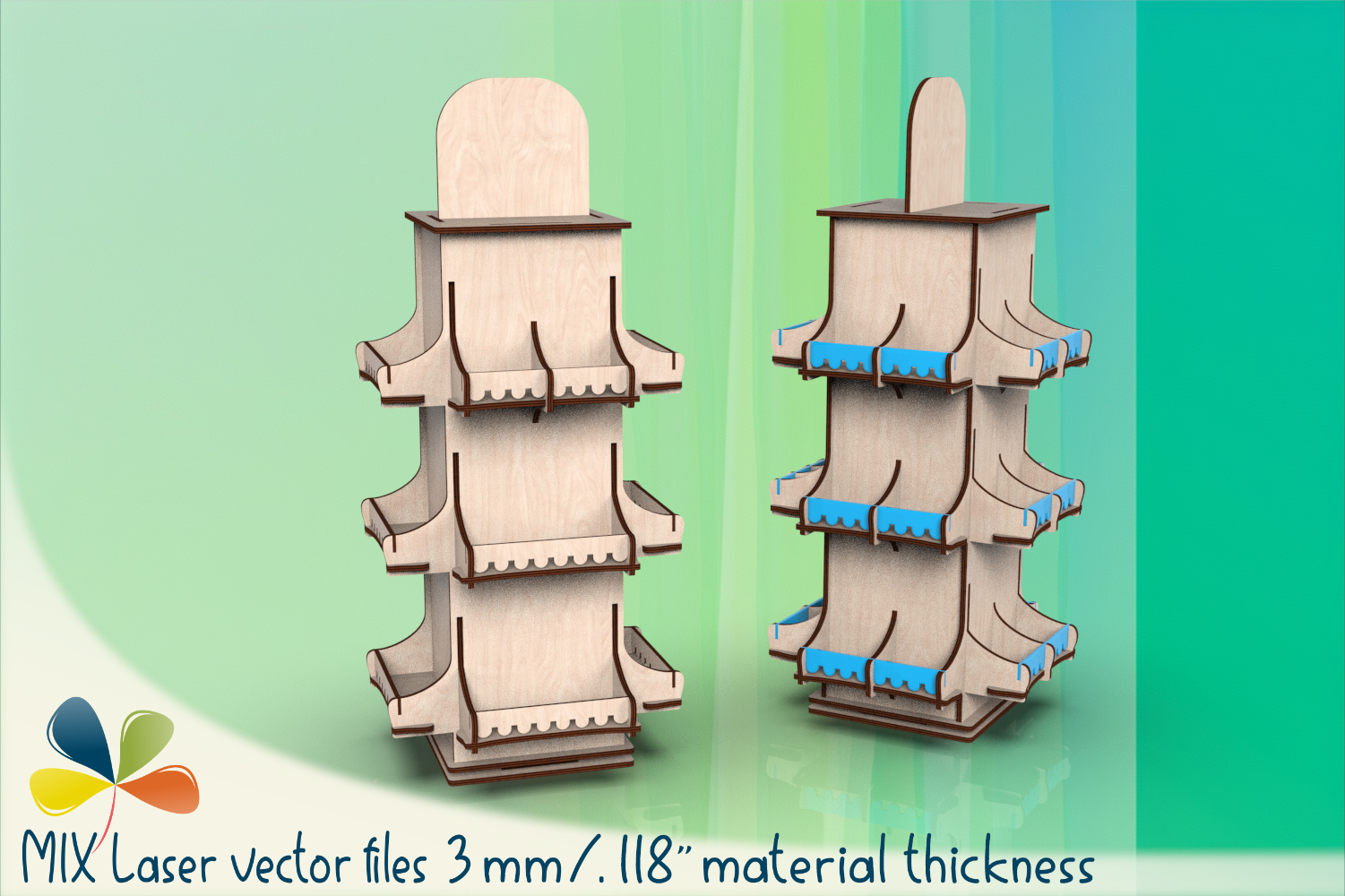 3mm Rotating Display Stand with Shelves
