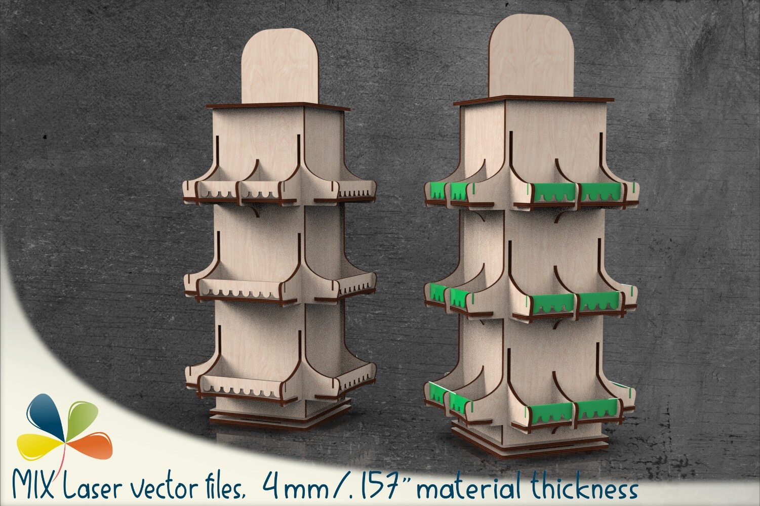 4mm Laser Cut Rotating Organizer Stand