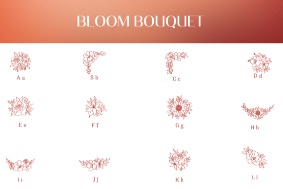 Bloom Bouquet Font PNG with transparent background - Preview 1