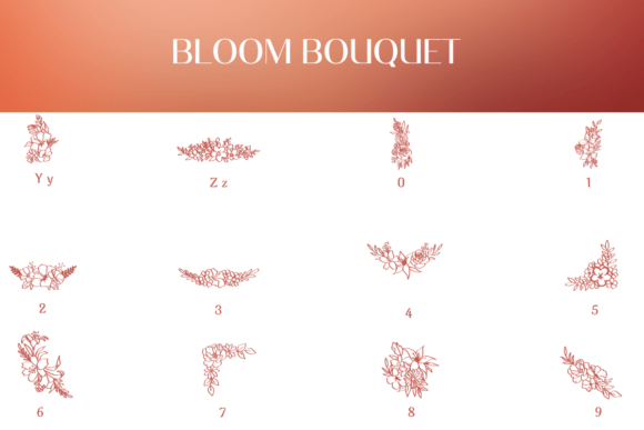 Bloom Bouquet Font PNG with transparent background - Preview 3