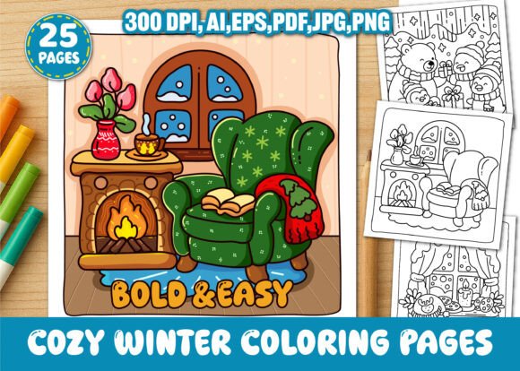Bold and Easy Cozy Winter Coloring Pages
