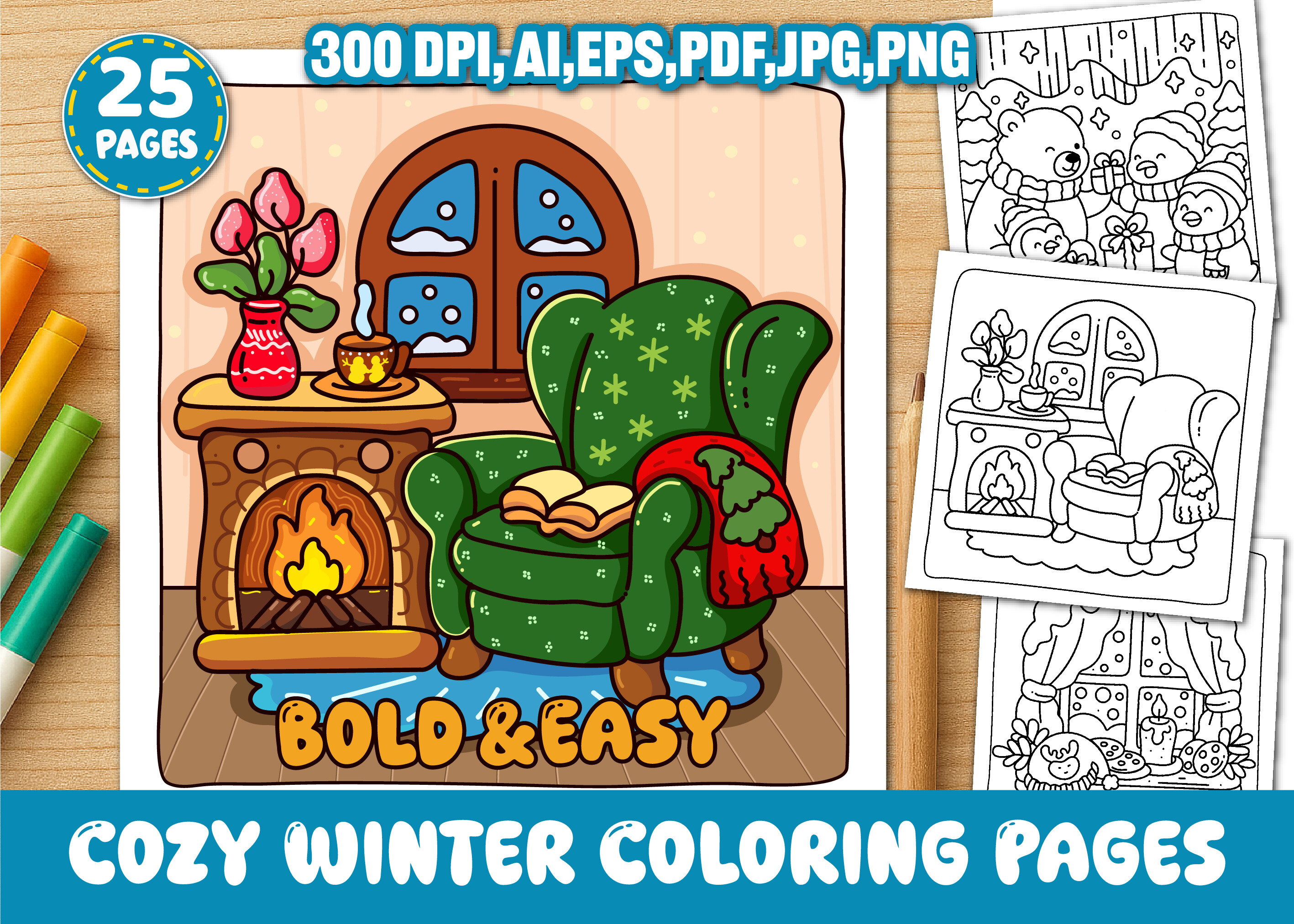 Bold and Easy Cozy Winter Coloring Pages